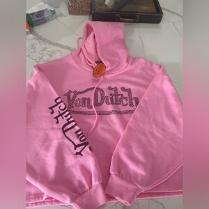 Von Dutch Pink Hoodie with Black Graphic
